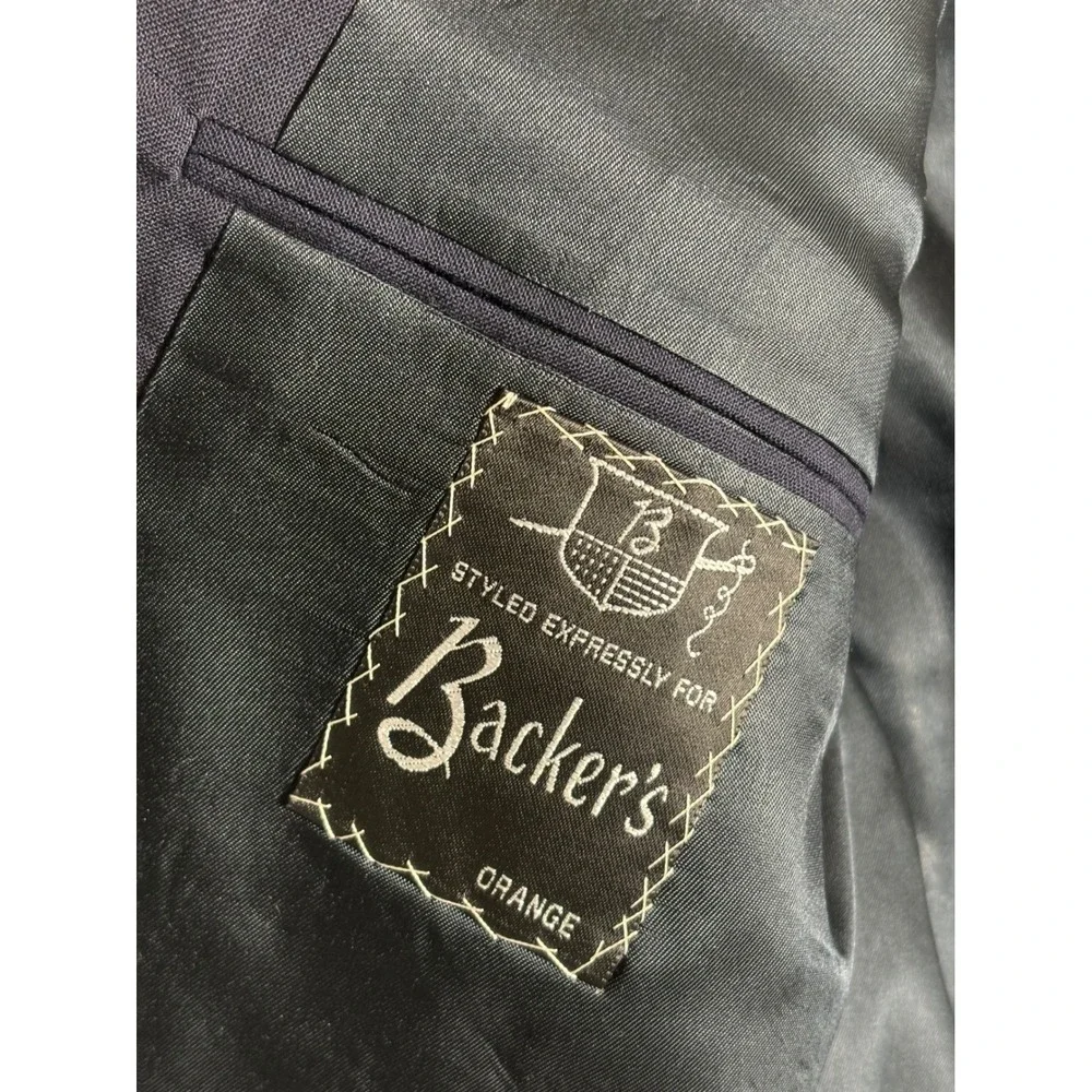 Hart Schaffner Marx‎ Navy Blazer Mens Gold Buttons Made USA Imported Fabric 44R
